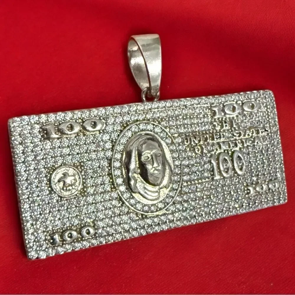ICY $100 BILL PENDANT – .925 SILVER
